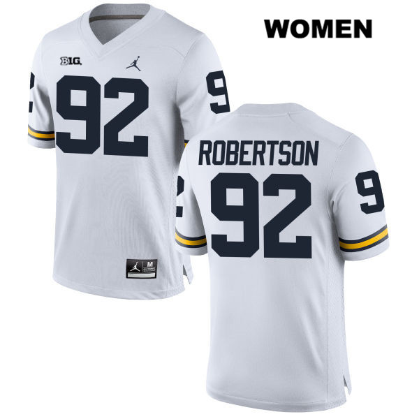Women's NCAA Michigan Wolverines Cheyenn Robertson #92 White Jordan Brand Authentic Stitched Football College Jersey ZG25O11RW